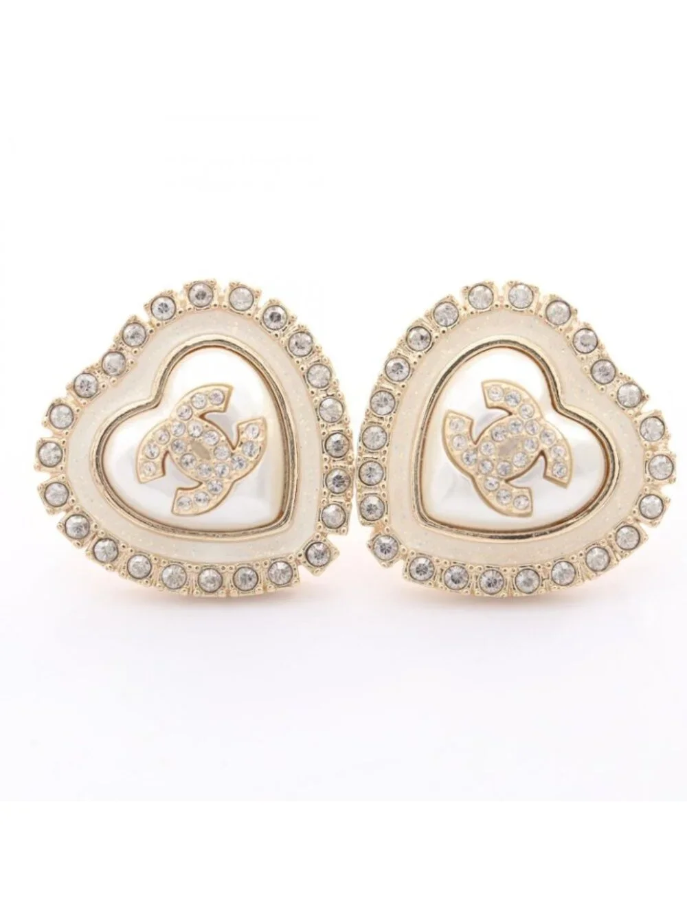 Chanel Earrings CC Logo Heart